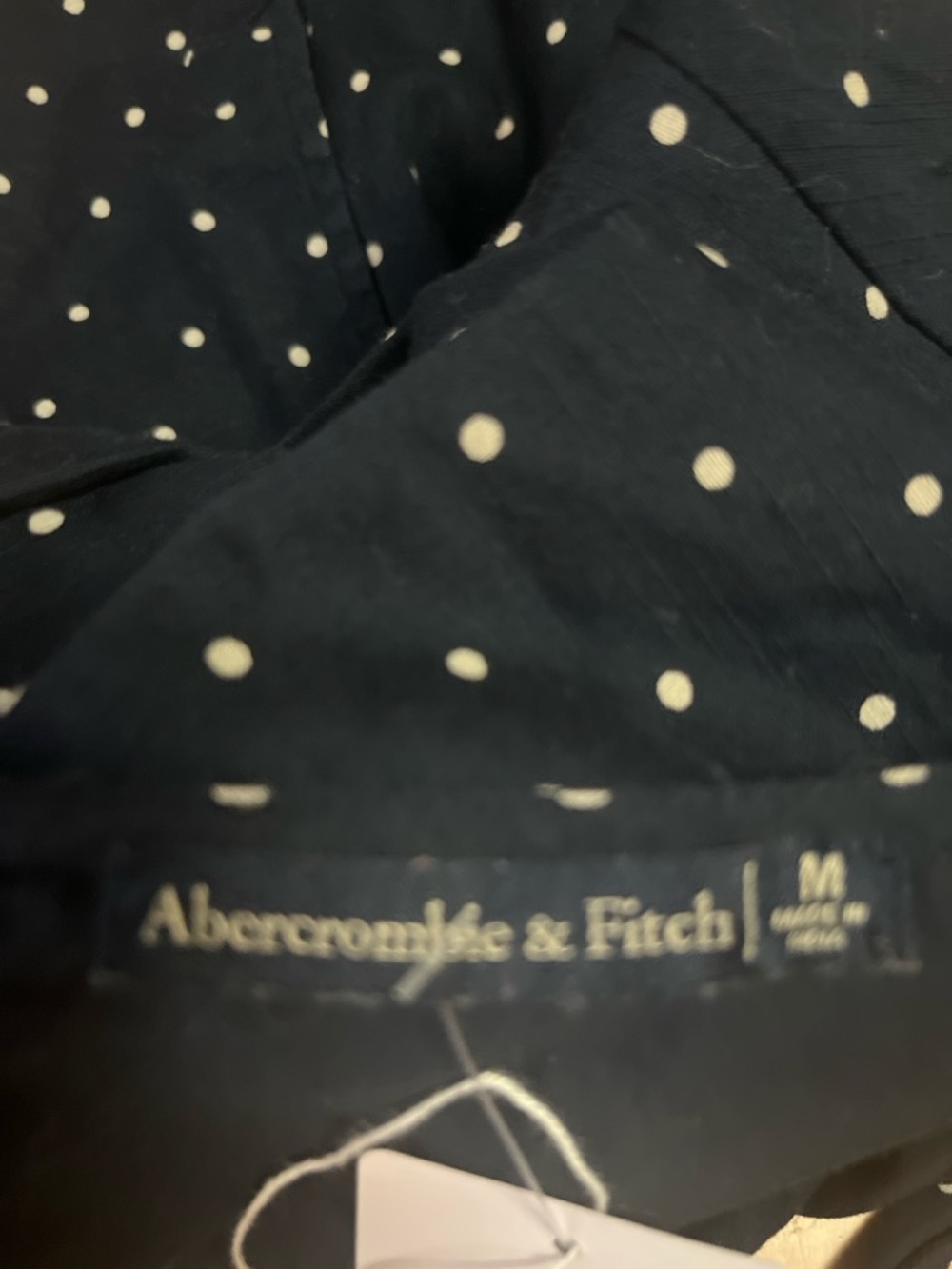 Abercrombie & Fitch Navy Polka Dot Tie Front Dress Size M Button Front Pockets - Picture 7 of 8
